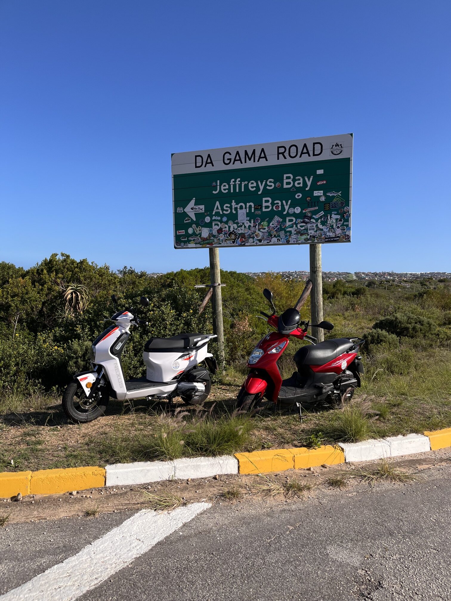 Riding the coastal road in Jeffreys Bay